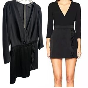 Rachel Zoe Holland Romper Women's Black Solid 3/4 Sleeve Zip Back  Size 8